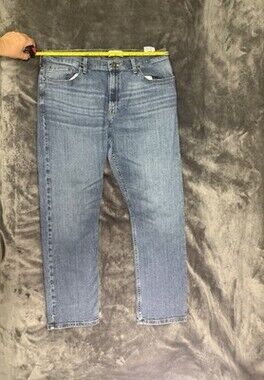 Used Wrangler Mens Slim Straight Jeans Blue Medium Stretch 38x30 Excellent Cond